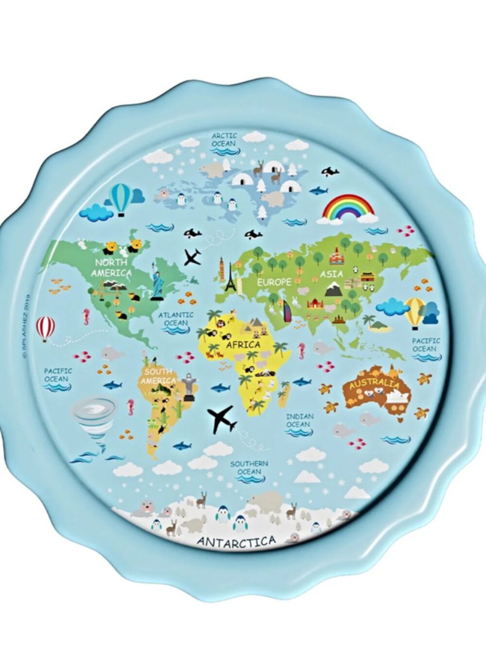 Kids World Map Splash Play Pool - Blue